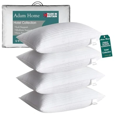 Image of Adam Home Pillows 4 Pack Hotel Quality Side Sleeper Bounce Back Bed Pillow Hypoallergenic &amp; Anti Dust Mite Resistant Premium Filled of