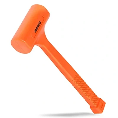 Image of Neiko 02847A 2 LB Dead Blow Hammer, Neon Orange I Unibody Molded Checkered Grip Spark and Rebound Resistant