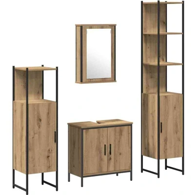 Image of 4 Piece Bathroom Furniture Set Artisan Oak Engineered Wood Vidaxl