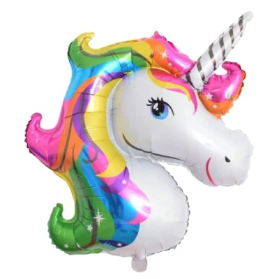 Image of Rainbow Unicorn Head Foil Balloon, 115cm (2 pack)