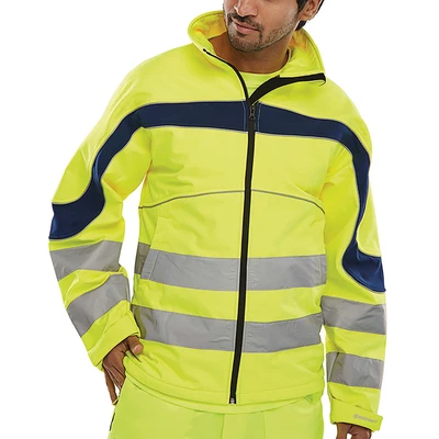 Image of ETON HI VIZ SOFT SHELL JACKET SATURN YELLOW / NAVY XXXXL