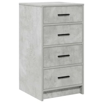 Image of vidaXL concrete grey engineered wood sideboard dining cabinet/storage for living room/dining room modern matte finish, four drawers rectangular design