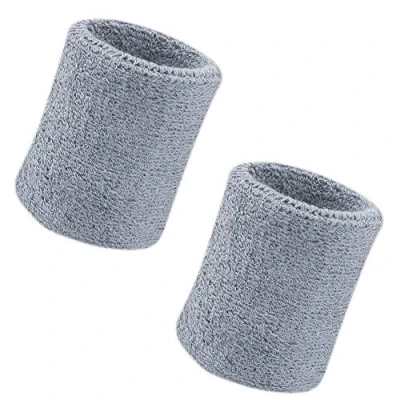 Image of Vidillo Sweatband, Wrist Sweatband 2 Pack, 4 Inch Sports Wristband Soft Thicken Cotton,for Tennis Gymnastics Football Basketball, Running Athletic (Grey)
