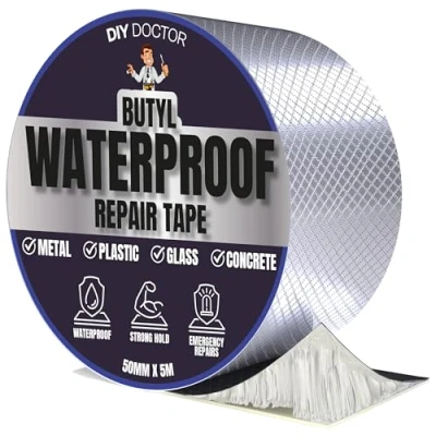 Image of DIY Doctor Waterproof Tape for Leaks Butyl Roof Sealant Outdoor Repair Aluminium Foil 50mm x 5m