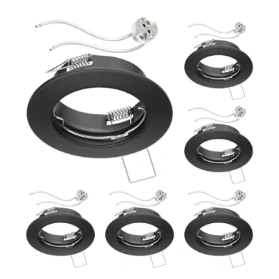 Image of ledscom.de 6 Pieces Ceiling recessed Frame Fere Black matt (LED/Halogen/MR16/50mm) incl. GU5.3 Socket