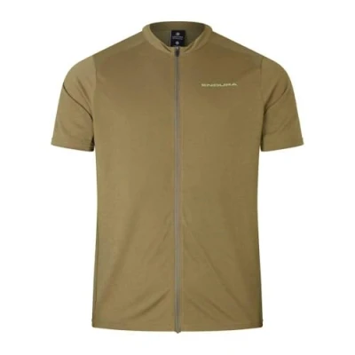 Image of Endura Men&#039;s Loop Zipped Short Sleeve Jersey, Tweed Green, L