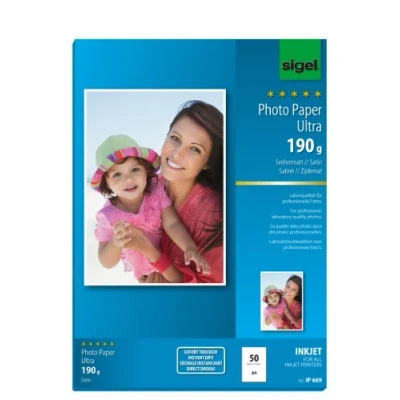 Image of SIGEL IP669 InkJet Ultra Photo Paper, satin, 190 gsm, A4, 50 sheets