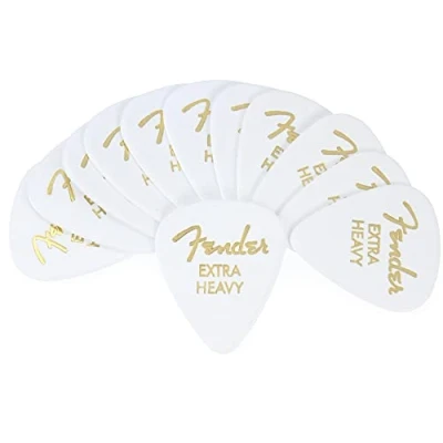 Image of Fender Classic Celluloid, White, 351 Shape, Extra Heavy, 12 Count
