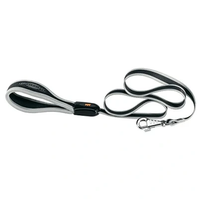 Image of Ferplast ERGOCOMFORT G Ergonomic Dog Lead Secure Grip with Soft Padding Anti Abrasion Extra Resistant Finished Seams Italian Design 120 x 2 cm, Grey