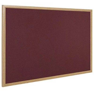 Image of Bi Office Earth Notice Board, Burgundy Felt, Oak Finish Frame, 240 x 120 cm