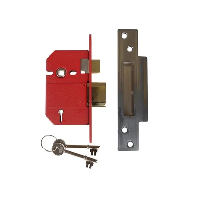 Image of Union Locks Strongbolt 2200S BS 5 Lever Mortice Sash Lock 68mm Satin Chrome (Boxed)