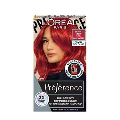 Image of L&#039;Oréal Paris Permanent Hair Colour, Long Lasting Shine And Intense For Up To 8 Weeks, Preference Vivids (Colorista), Bright Red 8.624, X1 Pack