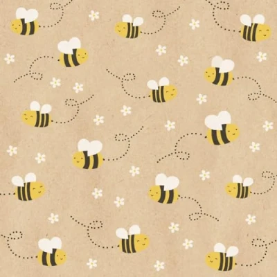 Image of 20 Napkins Recycled Paper Animal Motifs Small Flying Bees Table Decoration with Motif Also for Decoupage and 33 x cm