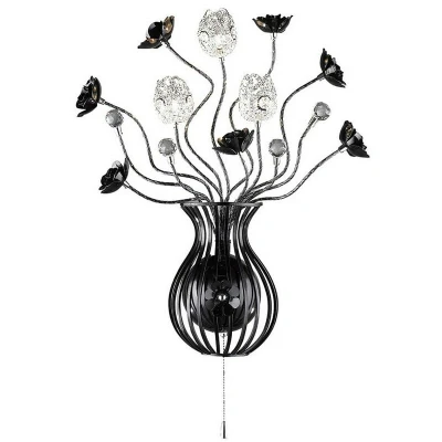 Image of (DH) Bonita Wall Lamp 3 Light G4 Aluminium/Black/Crystal, NOT LED/CFL Compatible