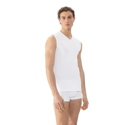 Image of Mey V neck Dry Cotton Muscle Singlet White size M