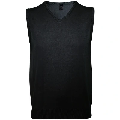 Image of SOLS Mens Unisex Gentlemen Sleeveless V Neck Sweater Vest (Black) Size 2XL