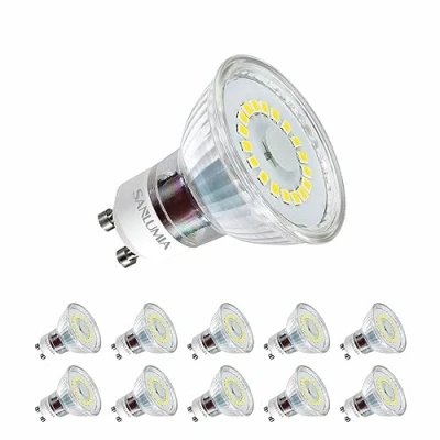 Image of sanlumia 10 X 5W GU10 LED Super Bright CRI90 Spotlight Bulb 450lm 120 Degree Beam Angle Non Dimmable 50W Halogen Equivalen Warm White 3000K