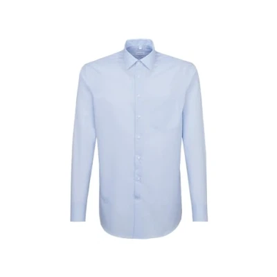 Image of Seidensticker men&#039;s business shirt regular fit non iron Kent collar long sleeve 100% cotton