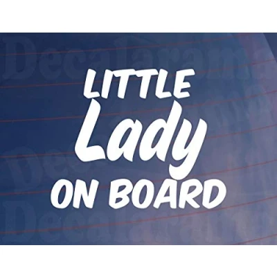 Image of Car Sticker LITTLE LADY ON BOARD Novelty Family Van Window Bumper Boot Decal