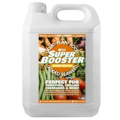 Image of Elixir Garden Super Booster Liquid Plant Food &amp; Fertiliser with Added Seaweed Extract Concentrated 5 Litre Bottle