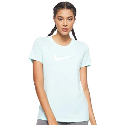 Image of Nike Women&#039;s W NK DRY TEE DFC CREW T Shirt, Teal Tint/Heather/White, XS