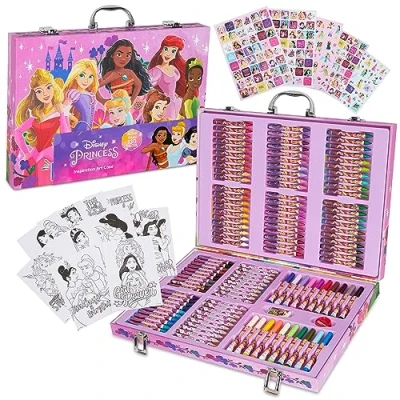 Image of Disney Stitch Art Set for Kids 130+ Pieces Frozen Colouring Pencils Crayons Princess Supplies Gifts (Multi Set)