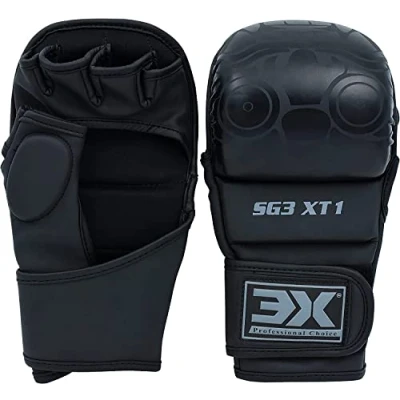 Image of 3X Sports MMA Gloves Kickboxing, Adjustable Wrist Support Grappling Sparring for Cage Fighting, Training, Combat Sports, Muay Thai, Punching Bag and Martial Arts