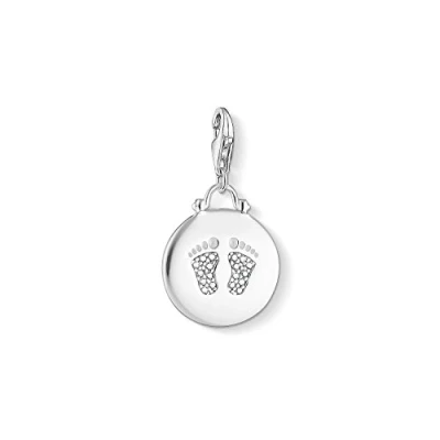 Image of Thomas Sabo Women Charm Pendant Coin Baby Footprint Club 925 Sterling Silver 1692 051 14