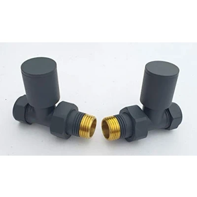 Image of Manissa Anthracite Straight Towel Rail Valves 1/2&quot; /15mm Radiator valves…