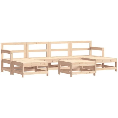 Image of vidaXL 7 Piece Garden Lounge Set Solid Wood Pine