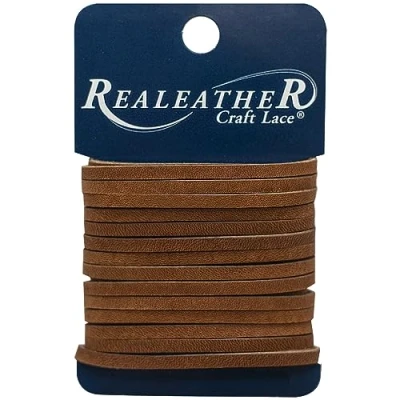 Image of Realeather Crafts Latigo Lace 0.125 inch x Carded Medium Brown, Leather, 0.12 by 4 yd