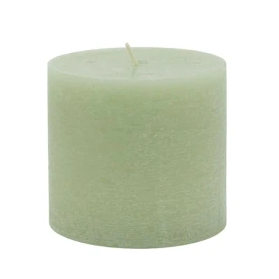 Image of Carousel Home Light Green Unscented Pillar Candle Church Votive Lantern Block Decorative Chunky 10x9cm