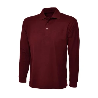 Image of COOZO Mens Long Sleeve Polo Shirt Maroon M