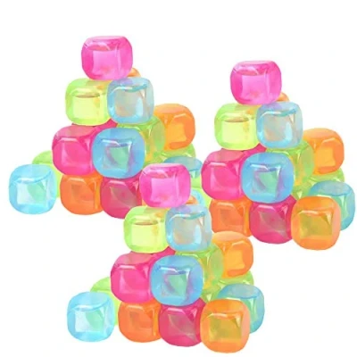 Image of Vinsani 60 Pack Water Filled Ice Cubes Reusable Fast Freeze Frozen Cold Drink Freezer Chilled for Drinks Ideal BBQ Parties, Summer Picnics or General Use Multicoloured