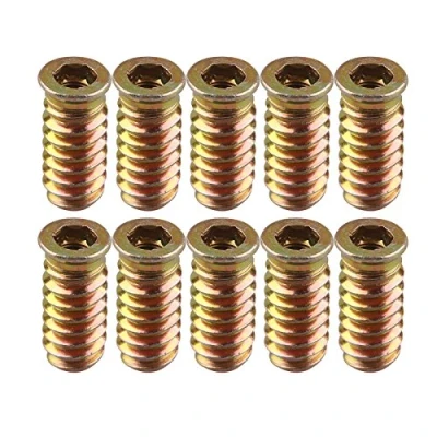 Image of HALJIA 10pcs M6 x 25mm Thread Nut Wood Insert Interface Screws Hexagonal Socket Fixing for Furniture Bed Cot Cabinet