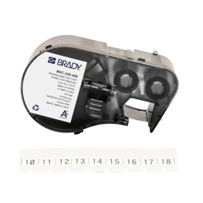 Image of Brady Repositionable Vinyl Cloth Label Tape for Printer BMP41/BMP51/BMP53/M511 Self Adhesive Labels Multi Purpose Black on White (6.10 mm x 4.88 m) M4C 240 498