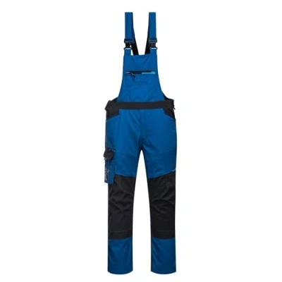 Image of Portwest T704 Men&#039;s Bib and Brace Work Overalls WX3 Durable Workwear Dungarees with Elasticated Straps Storage Pockets Persian Blue, Large