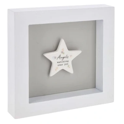 Image of Shudehill Giftware Heartfelt Art Star Plaque in White Frame Small Sisters, Auntie, Friend, Friendship, Baby Boy, Angels (Angels)