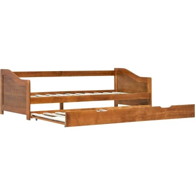 Image of vidaXL Pull out Sofa Bed Frame without Mattress Honey Brown 90x200 cm