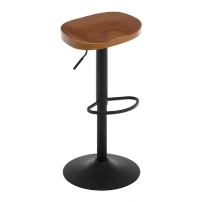 Image of WOLTU Bar Stool, Breakfast Stool Solid Wood, Kitchen Saddle Height Adjustable Counter 360 Swivel with Footrest, Brown, BH413br 1 UK