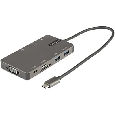 Image of StarTech.com USB C Multiport Adapter HDMI 4K 30Hz or VGA Travel Dock 5Gbps 3.0 Hub (USB A/USB Ports) 100W Power Delivery SD/Micro SD GbE 30cm Cable Mini (DKT30CHVSDPD)