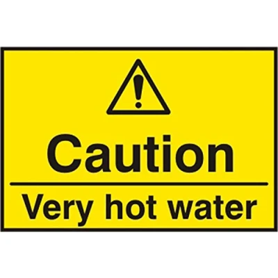 Image of Caution Hot Water Sav (Pk5) 75mm X 50mm