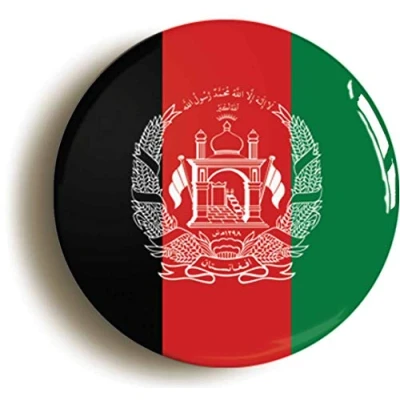 Image of Afghanistan National Flag Fridge Magnet (Circular 2inch / 50mm Diameter)