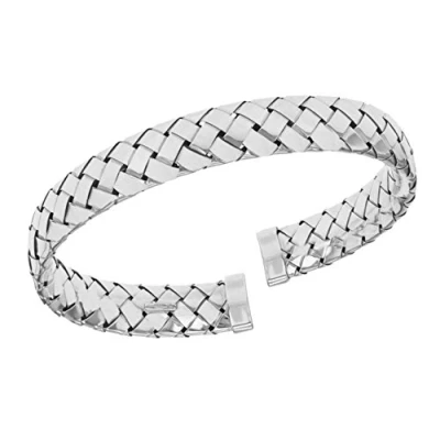 Image of Tuscany Silver Women&#039;s Sterling Rhodium Plated 8.6 mm Woven Bangle