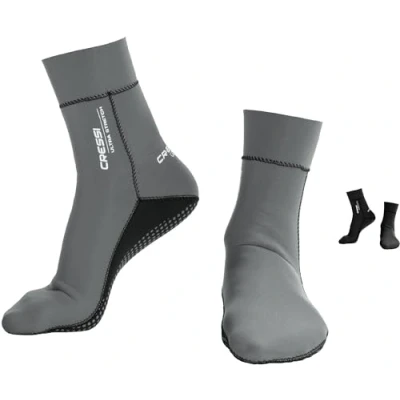 Image of Cressi Ultra Stretch Neoprene Socks 1.5mm Unisex Adults Double Lined Diving Shoes, Grey, M