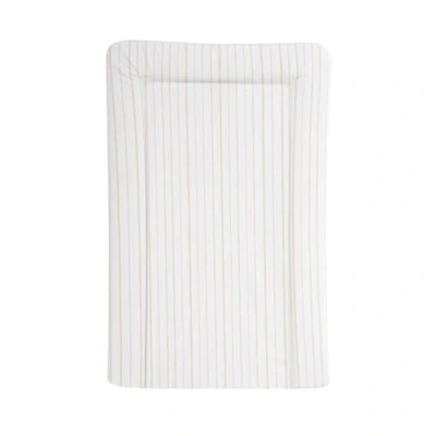 Image of CuddleCo Baby Nappy Changing Mat Waterproof, Anti Roll Nursery Table Topper with Curved Sides and Raised Edges Yellow Stripe