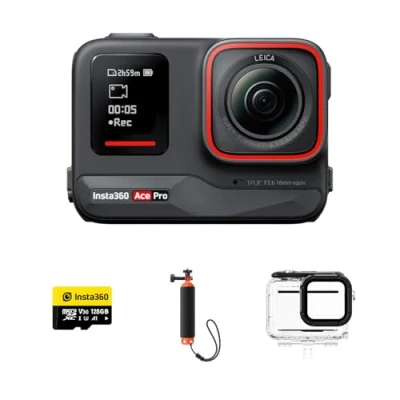 Image of Insta360 Ace Pro Diving Kit Waterproof Action Camera, Flagship 1/1.3&quot; Sensor and AI Noise Reduction for Unbeatable Image Quality, 4K120fps, 2.4&quot; Flip Screen &amp; Features, Sports, Travel