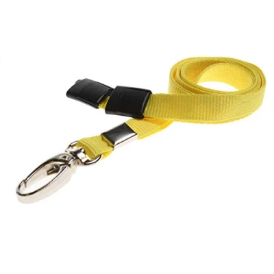 Image of ALG ID Cards® Breakaway Lanyard Plain Colour with Safety Yellow Neck Metal Clip for Pass Card Badge Holders (Yellow Lanyard)