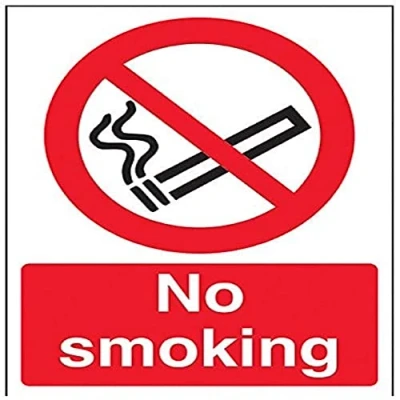 Image of V Safety 57034AN R No Smoking Prohibition Sign Portrait 150mm x 200mm 1mm Rigid Plastic, Black/Red