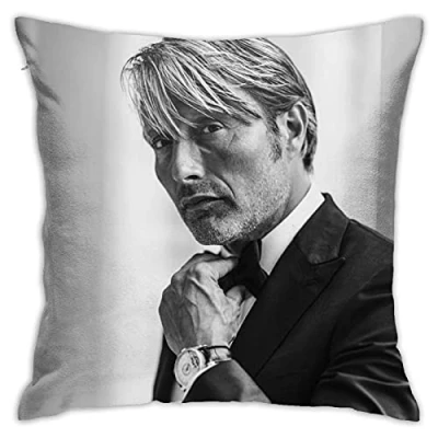 Image of Mads Mikkelsen Pillow Covers Cases Indoor Outdoor, White, One Size (PC28) 45cmx45cm